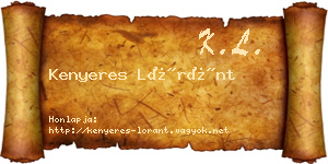 Kenyeres Lóránt névjegykártya
